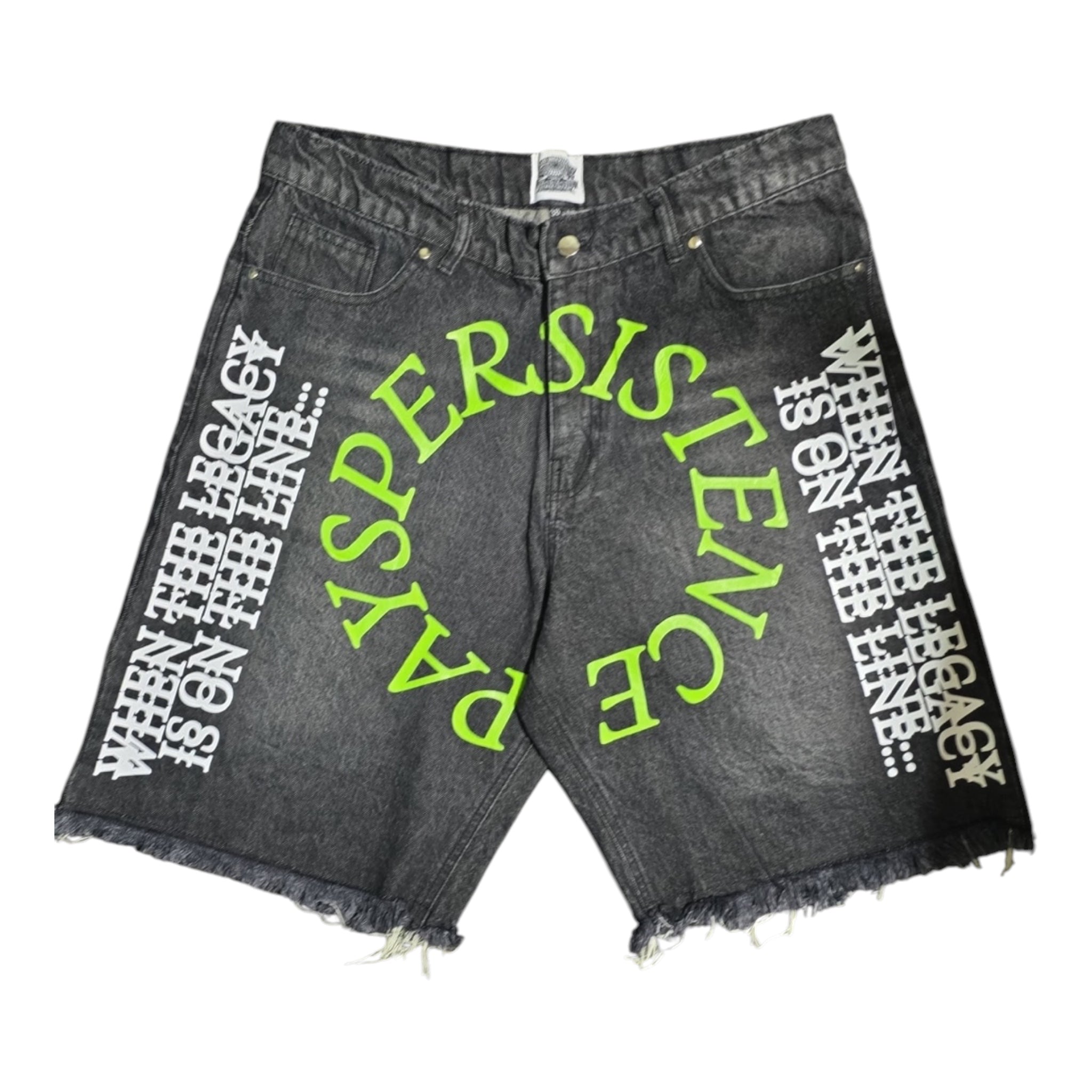 PP Men's Denim Shorts — Persistence Pays, No Vices