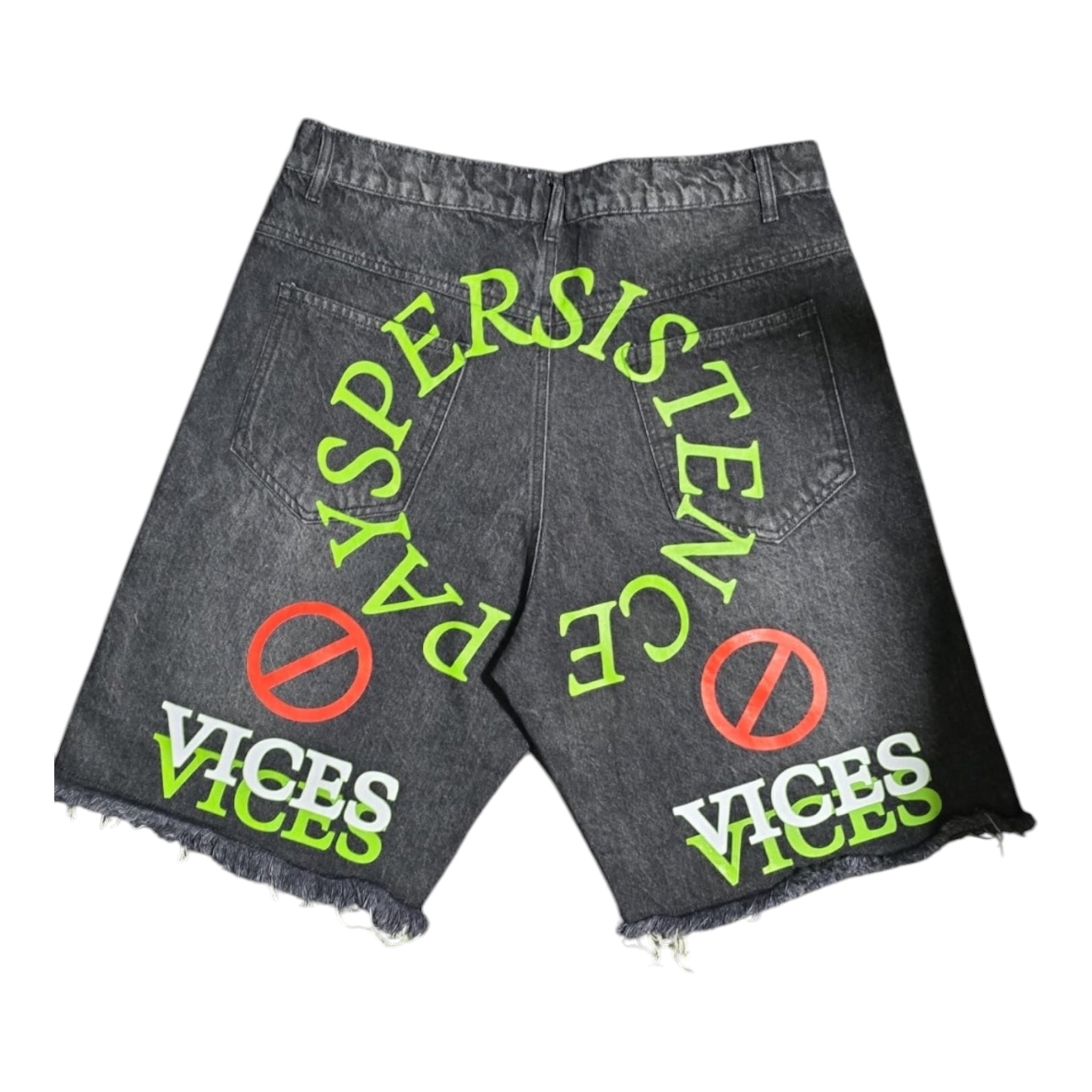 PP Men's Denim Shorts — Persistence Pays, No Vices